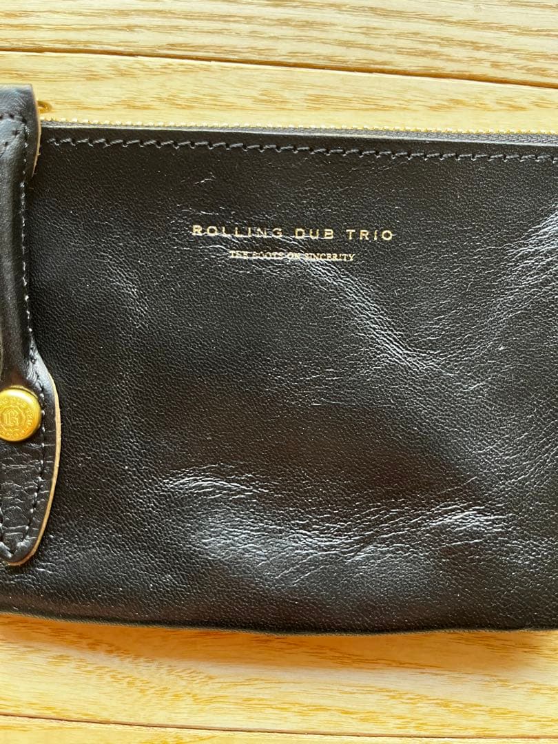 ROLLING DUB TRIO スクウェアジップ アンド スナップポーチ　茶芯
