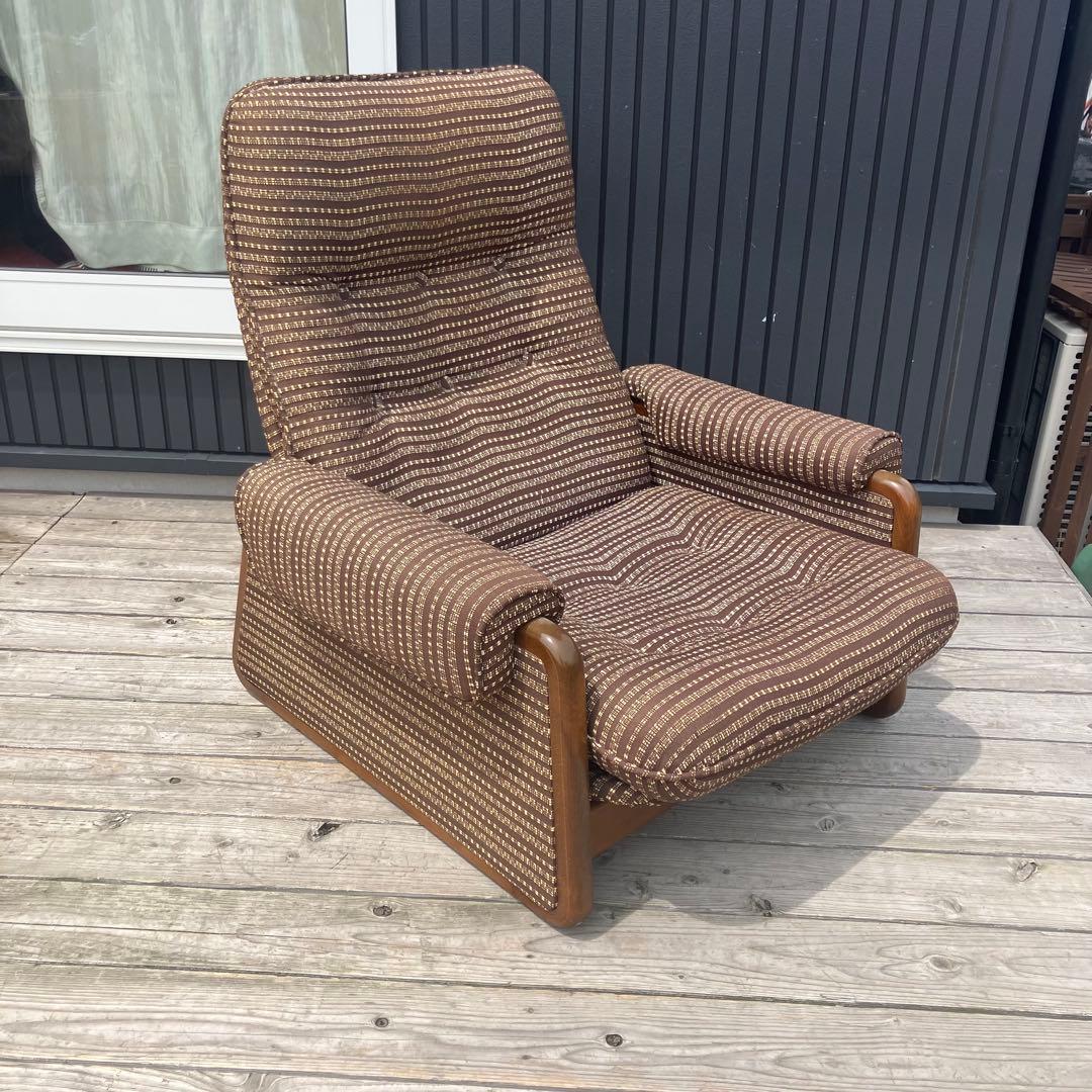 昭和レトロ カリモク リクライニングチェア 一人掛けソファー ロビーチェア 茶色