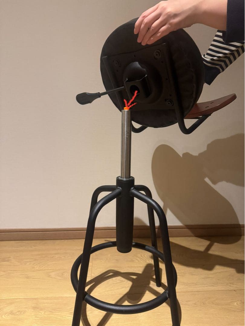 カウンターチェア 2脚セット 高さ調整可能※座面外して送ります