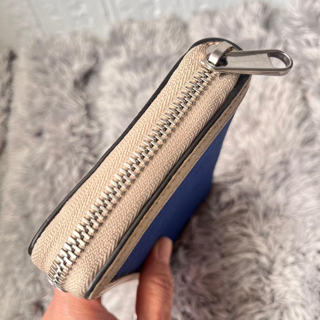 極美品✨GUCCI オフザグリッド　ラウンドファスナー　GG ブルー　長財布