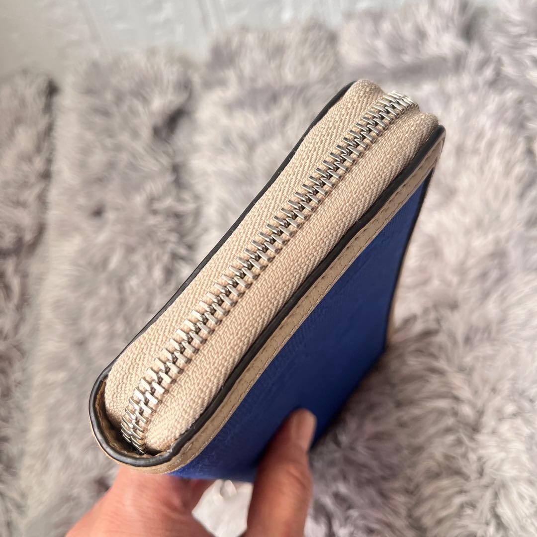 極美品✨GUCCI オフザグリッド　ラウンドファスナー　GG ブルー　長財布