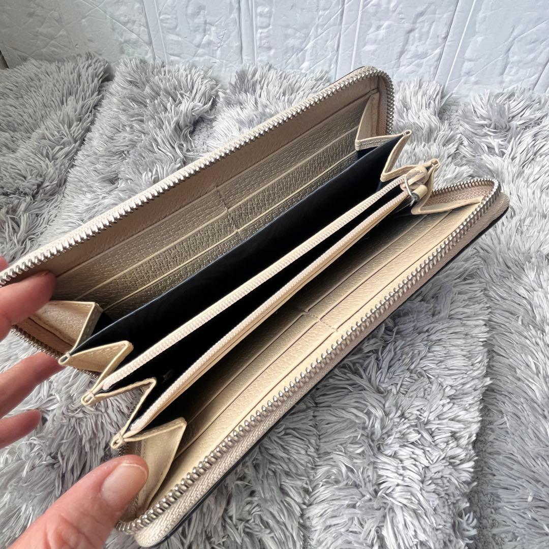 極美品✨GUCCI オフザグリッド　ラウンドファスナー　GG ブルー　長財布