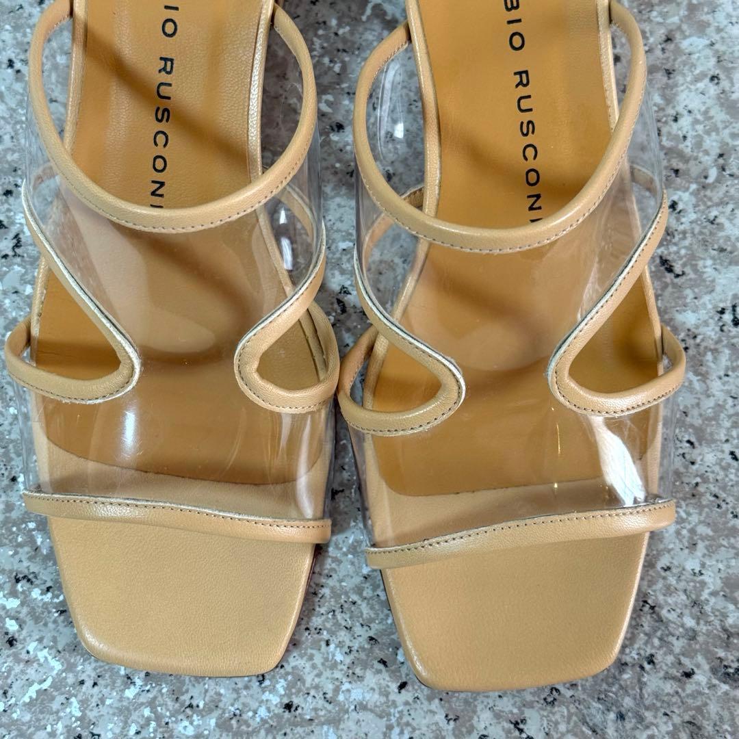【美品】ファビオルスコーニ　クリア ミュールサンダル　ベージュ　24.5~25㎝