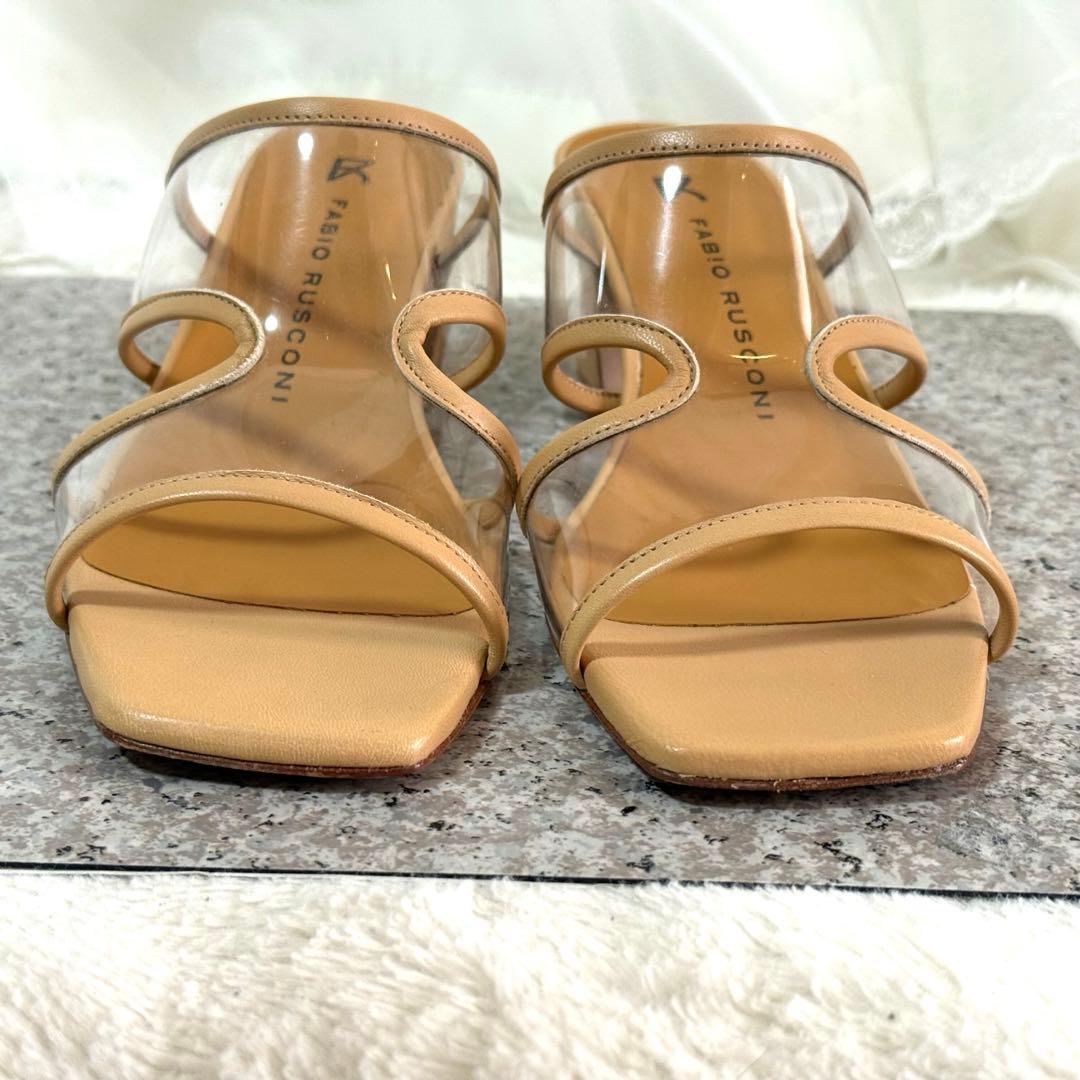 【美品】ファビオルスコーニ　クリア ミュールサンダル　ベージュ　24.5~25㎝