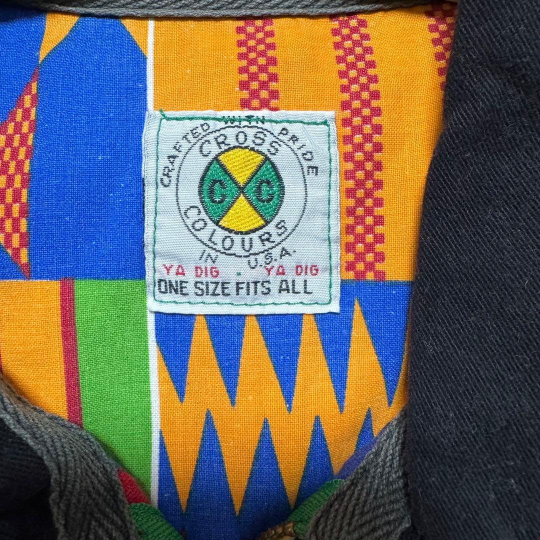 CROSS COLOURS ストライプシャツ ラスタ ジップアップ 2pac