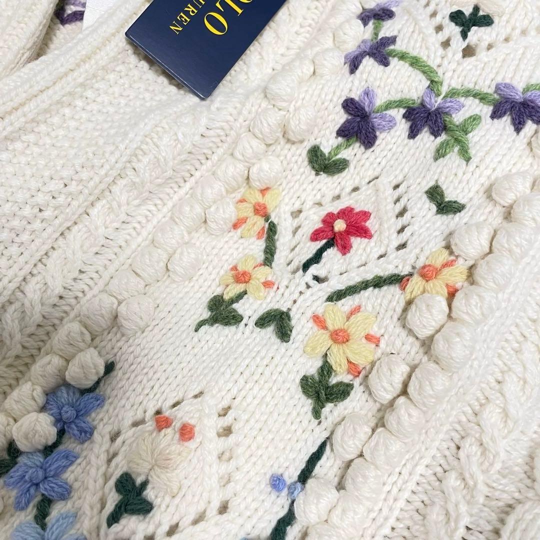 新品タグ付き♡ラルフローレン♡刺繍　リボン　ケーブル ウールブレンドカーディ