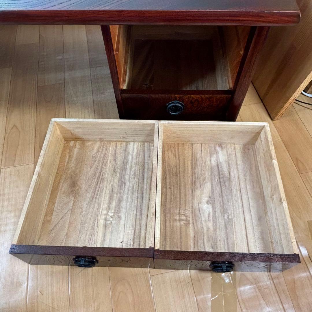 駿河民芸　文机 和室 引き出し ローデスク 和風 小机 欅 デスク 幅91cm