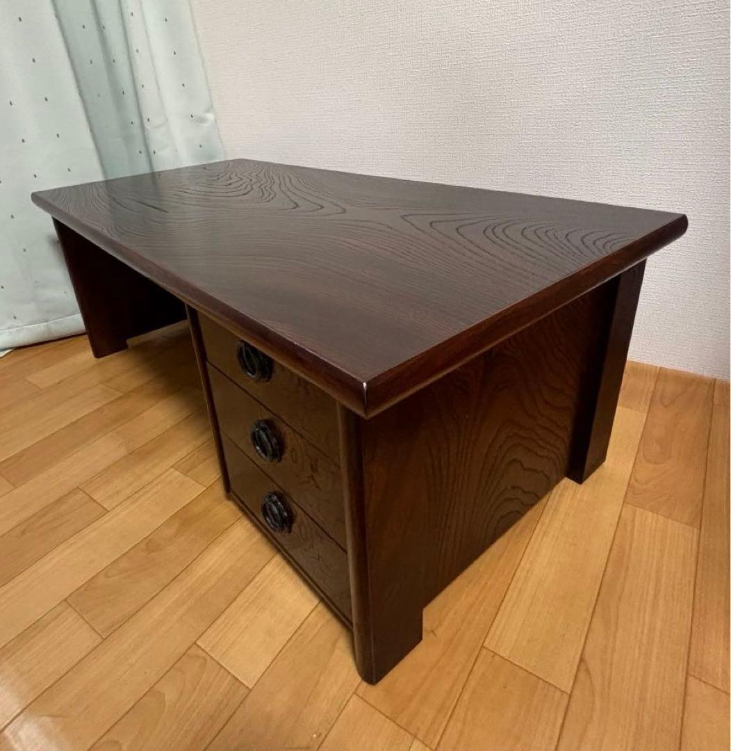 駿河民芸　文机 和室 引き出し ローデスク 和風 小机 欅 デスク 幅91cm