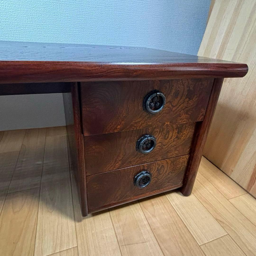 駿河民芸　文机 和室 引き出し ローデスク 和風 小机 欅 デスク 幅91cm