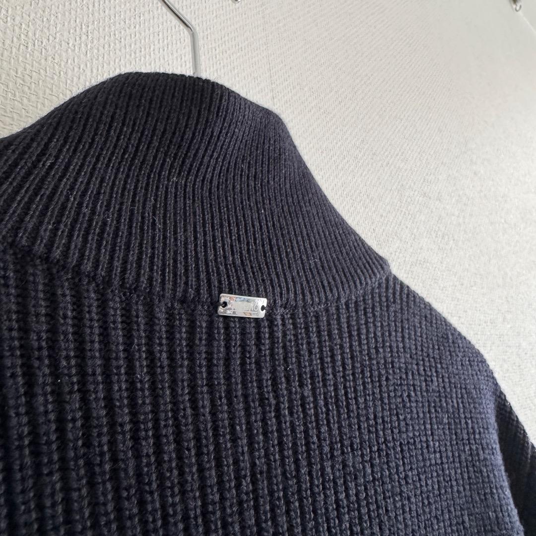 定価14 HERNO コンビネーションニットダウンブルゾン ネイビー 50 XL