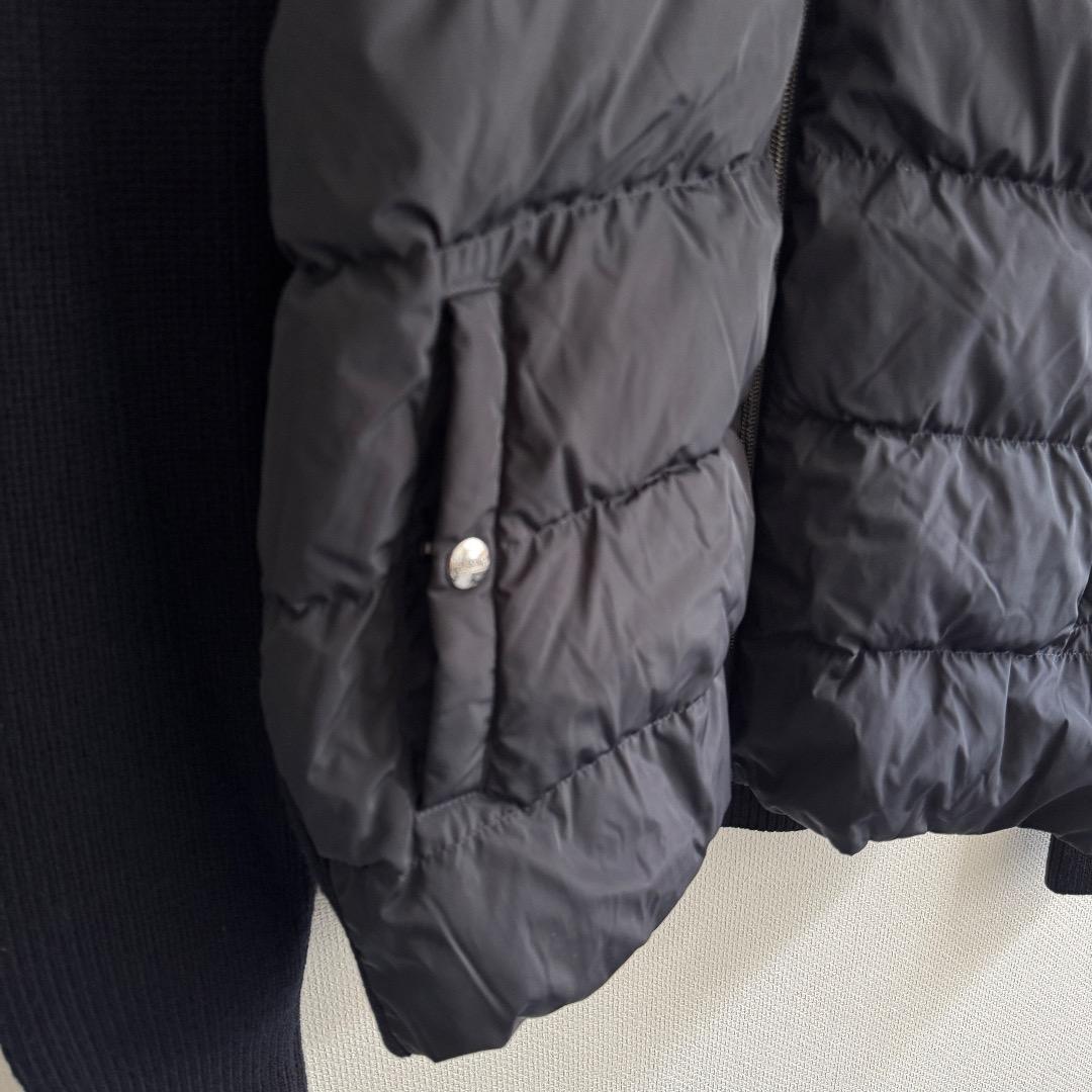 定価14 HERNO コンビネーションニットダウンブルゾン ネイビー 50 XL