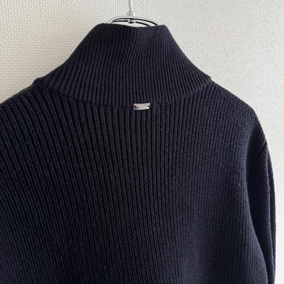 定価14 HERNO コンビネーションニットダウンブルゾン ネイビー 50 XL