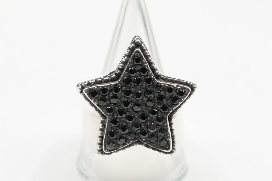新品　19号　291295オム　スター　リング　ジルコニア　ブラック　指輪