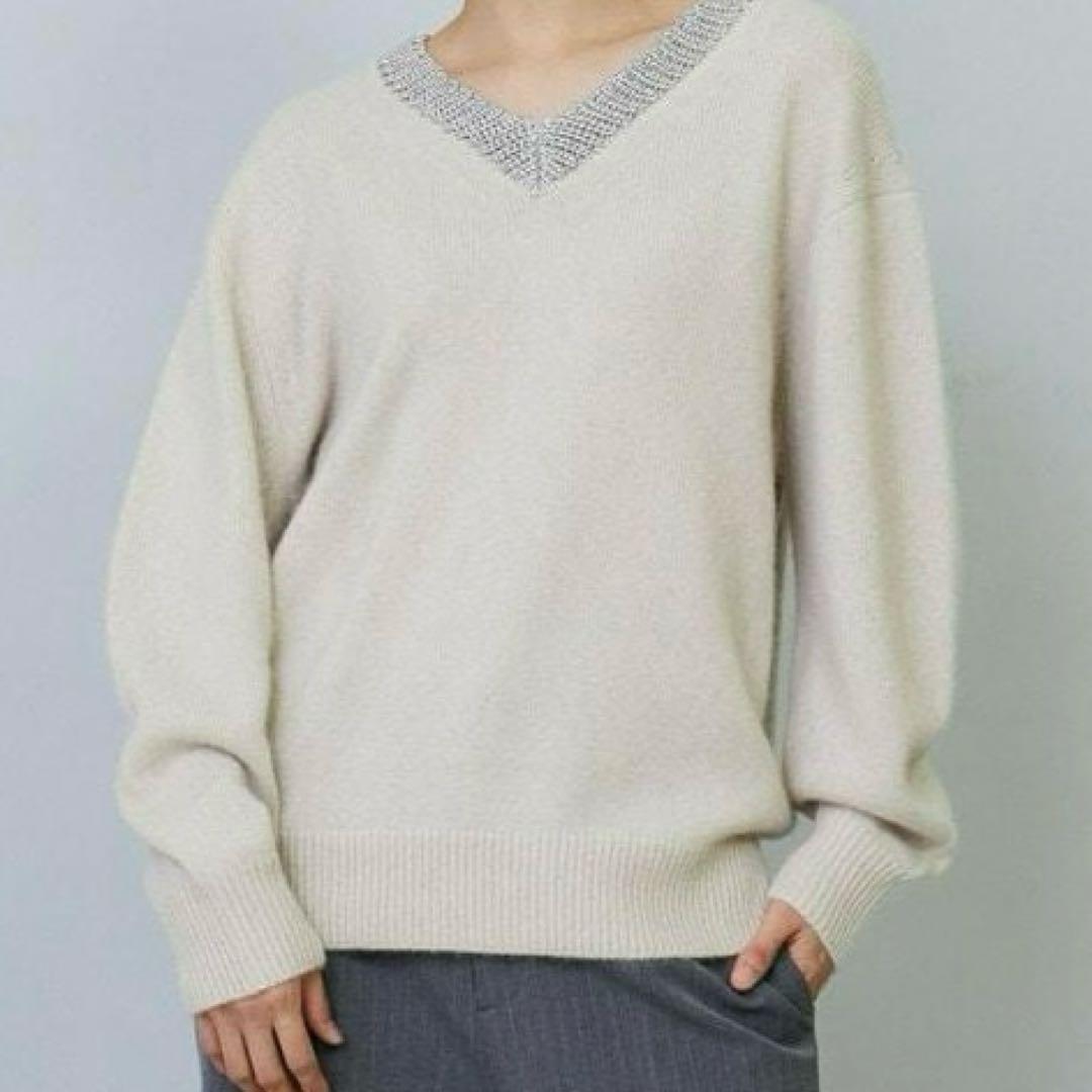 MOGA　タグ付き　ラクーンラメVネックニット