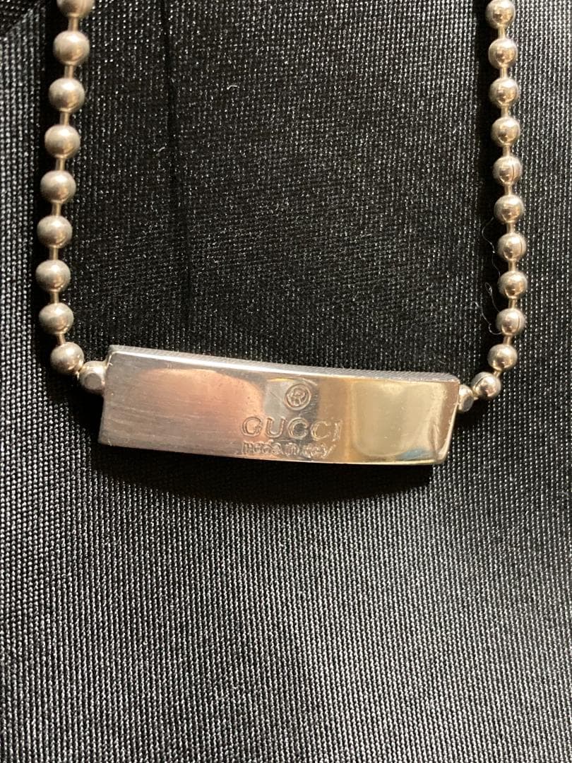 グッチ ネックレス チョーカー プレート ボールチェーン シルバー 925