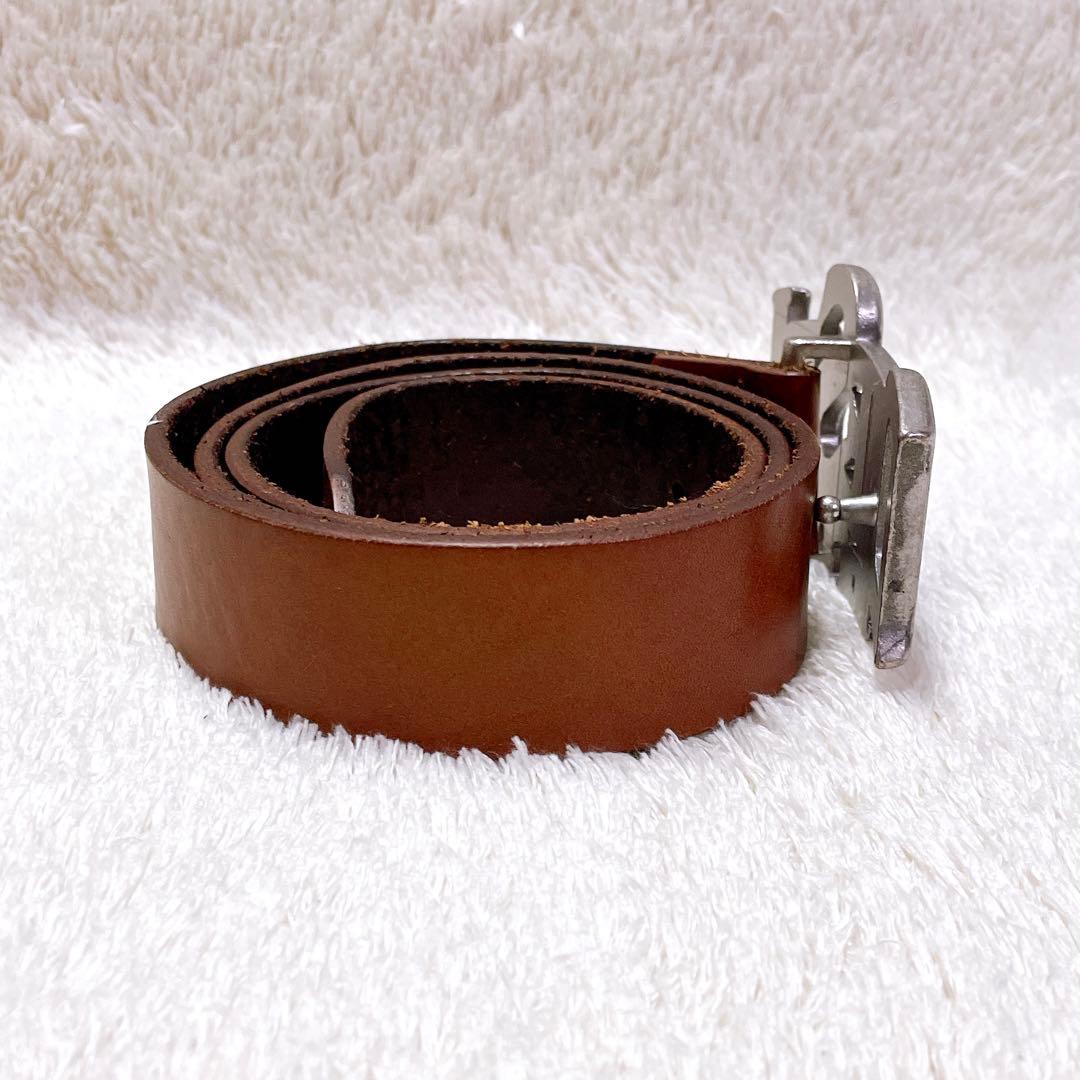 美品 ディーゼル レザーベルト ヴィンテージ 牛革 バックルロゴ ブラウン