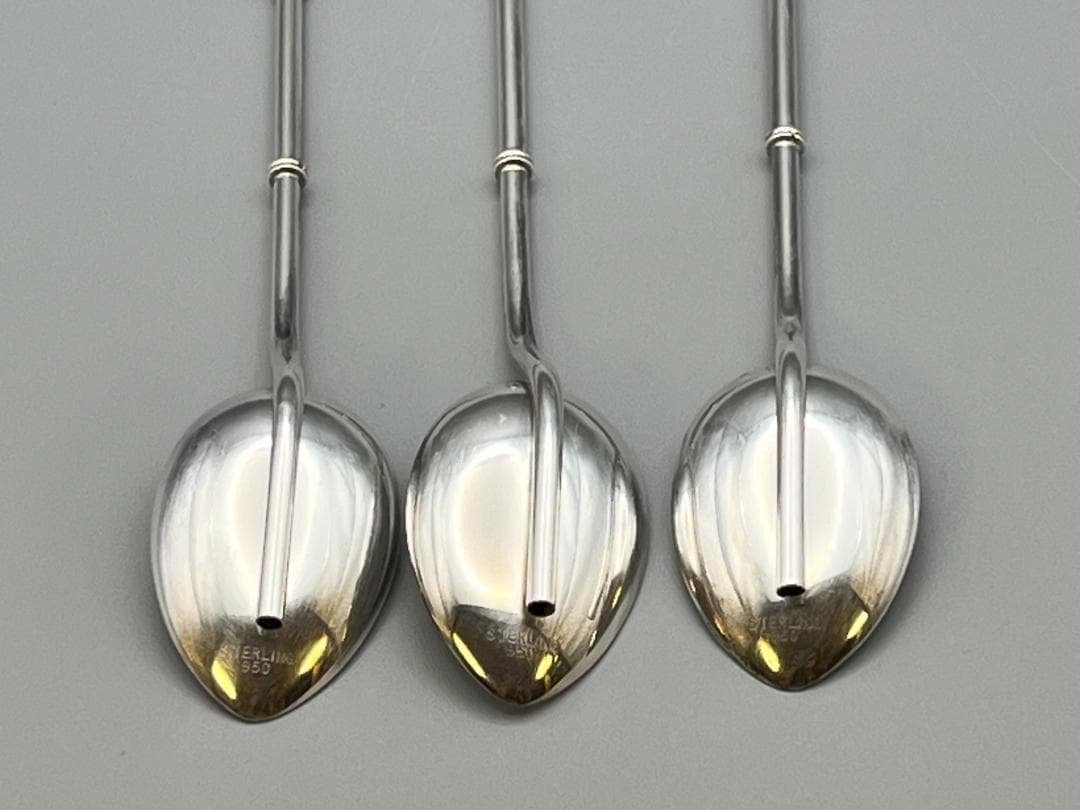 銀製 STERLING 950 湯豆腐スプーンとストロー スプーン 8点セット