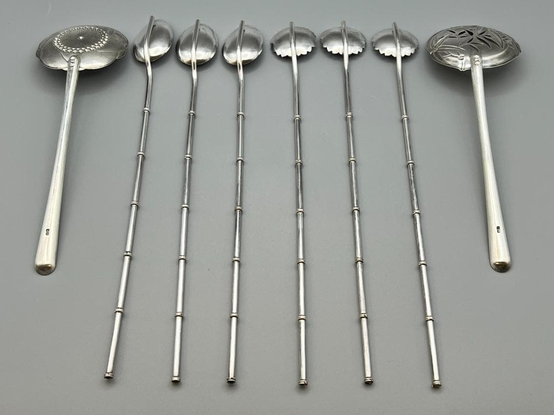銀製 STERLING 950 湯豆腐スプーンとストロー スプーン 8点セット