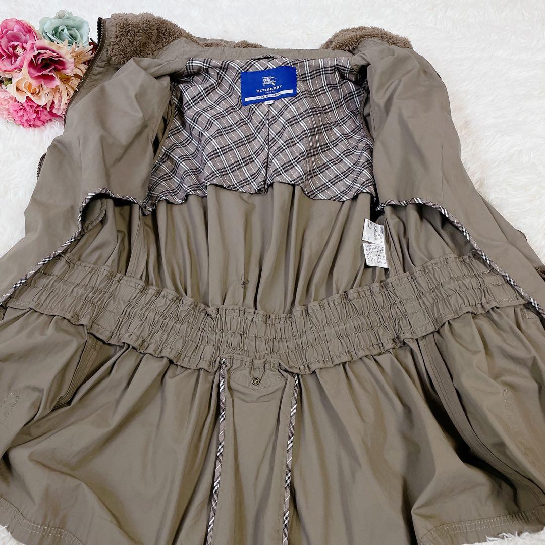 美品　バーバリーブルーレーベル　ミリタリーモッズコート　ノバチェック　ホース刺繍