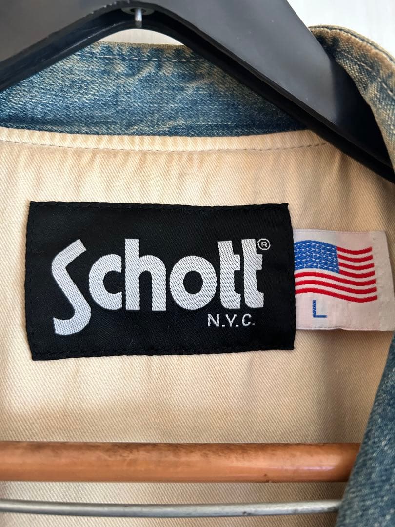 Schott シングルライダースジャケット デニム Lサイズ