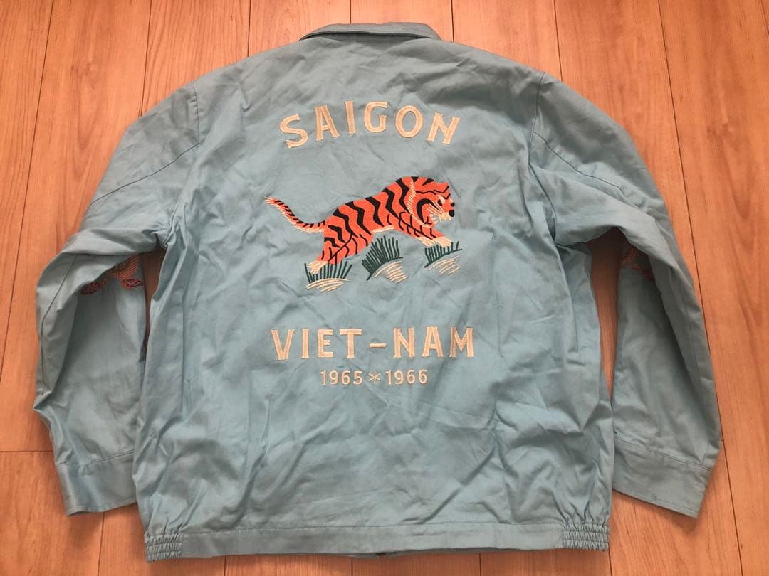 美品！HOUSTON コットンベトナムジャケット 虎／ベトジャン 刺繍スーベニア