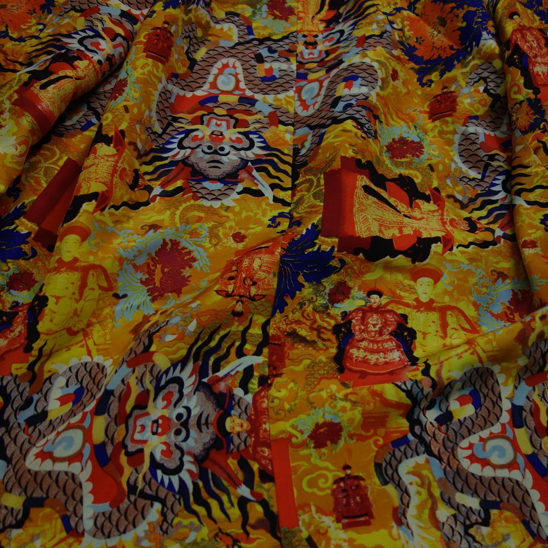 ブ*ー様 6741美品 シャンハイタン ベロア 裏地総柄 チャイナジャケット L