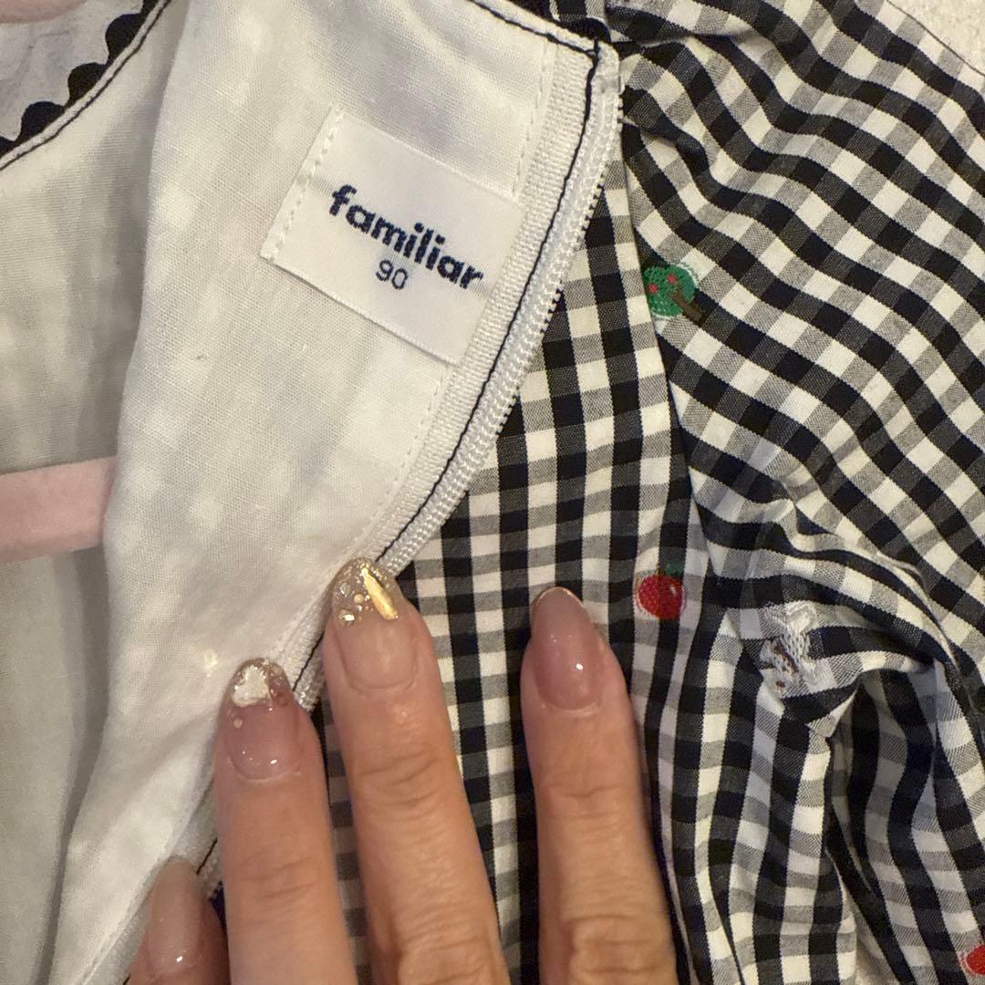 familiar ギンガムチェックの長袖ドレス