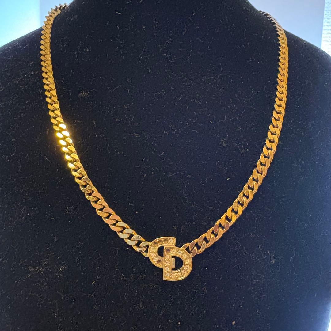 【希少】　Dior ネックレス 喜平　チェーン　ラインストーン CDロゴ