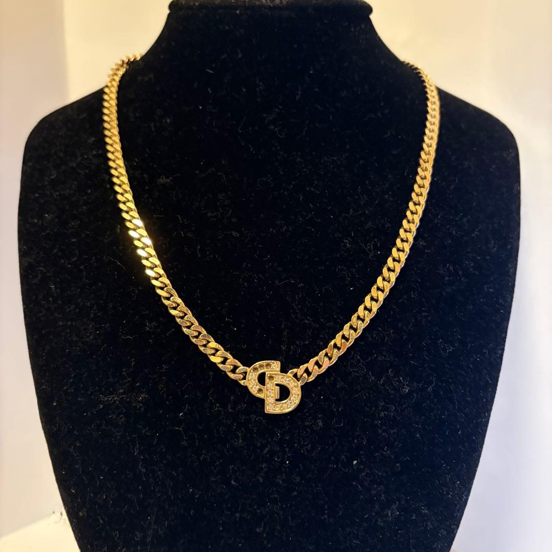 【希少】　Dior ネックレス 喜平　チェーン　ラインストーン CDロゴ