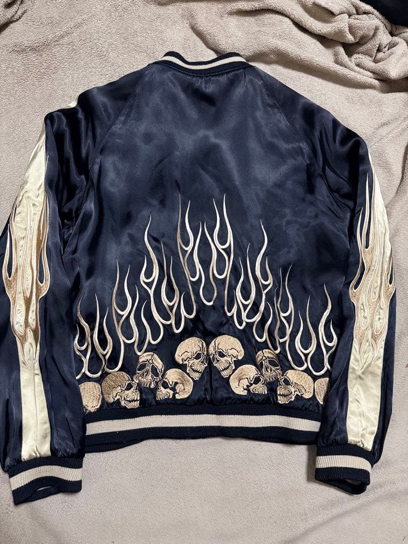 美品 ２面用 JUNK STAR スカル 火 日本限定スカジャン vintage