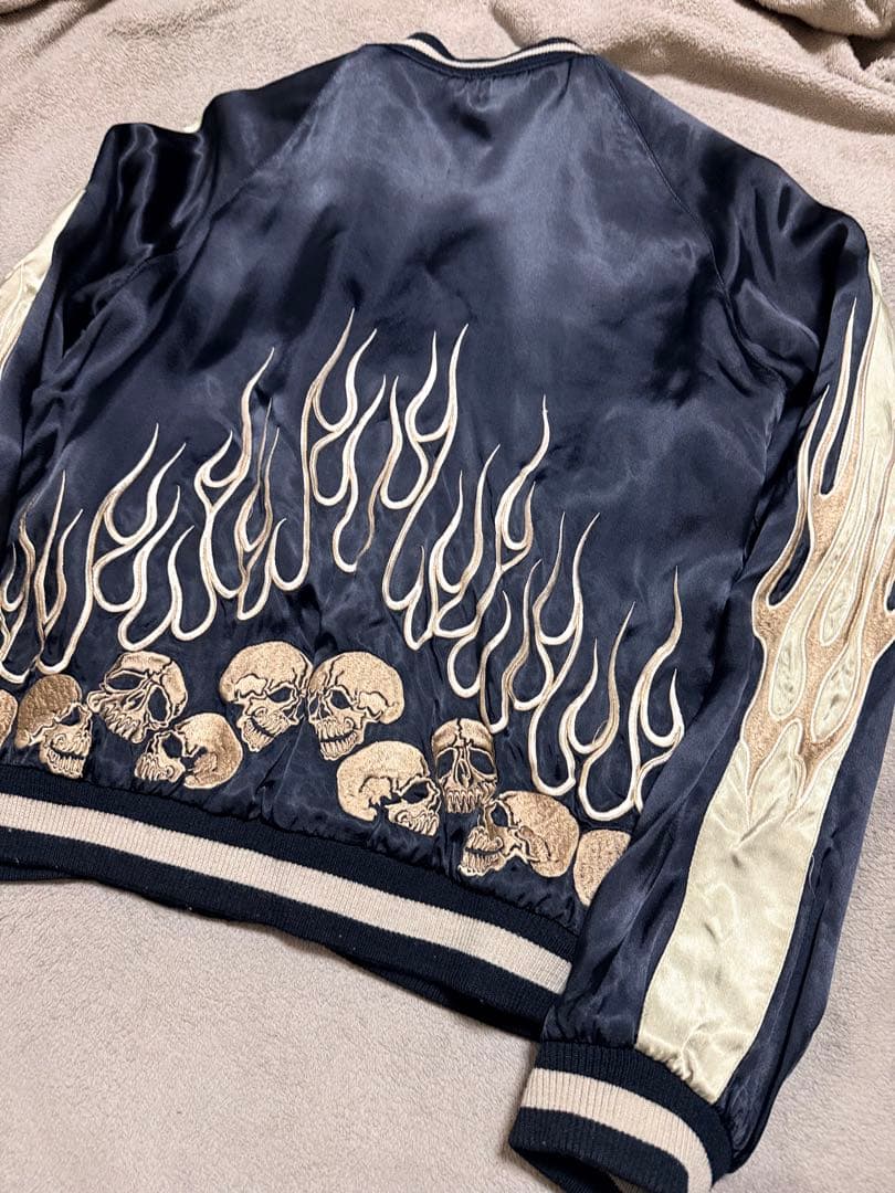 美品 ２面用 JUNK STAR スカル 火 日本限定スカジャン vintage