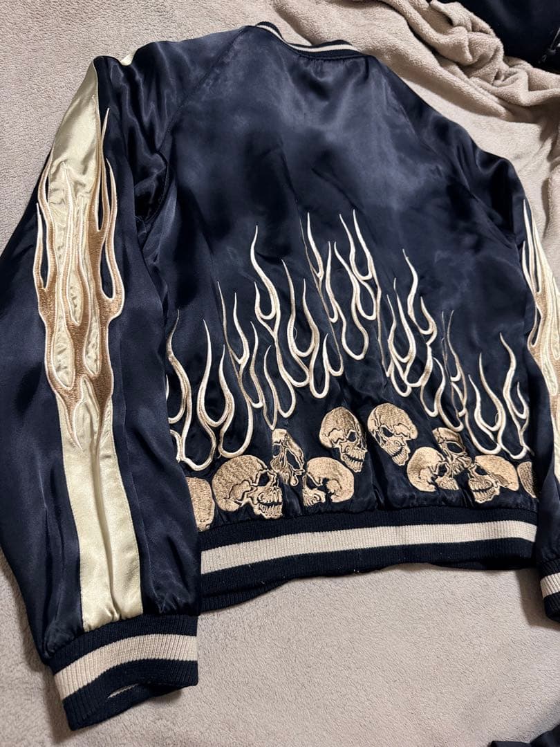 美品 ２面用 JUNK STAR スカル 火 日本限定スカジャン vintage