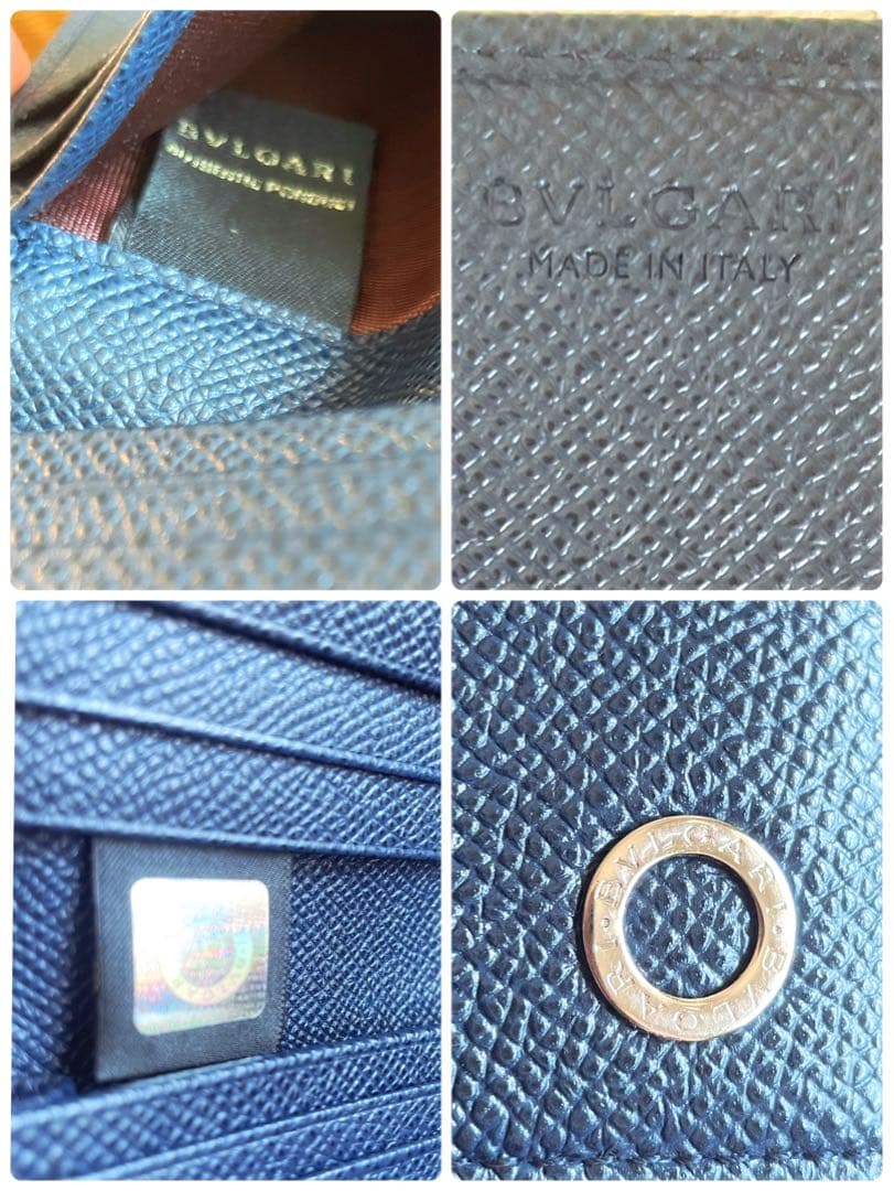 極美品　BVLGARI ブルガリ.マン　ネイビー カードホルダー　RFID搭載