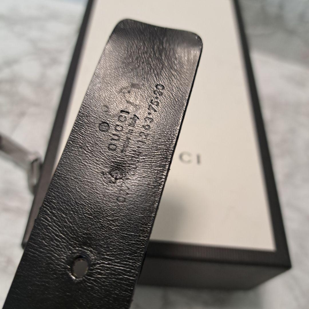✨️美品✨️GUCCI グッチ ベルト ブラックレザー シルバー金具　ロゴ