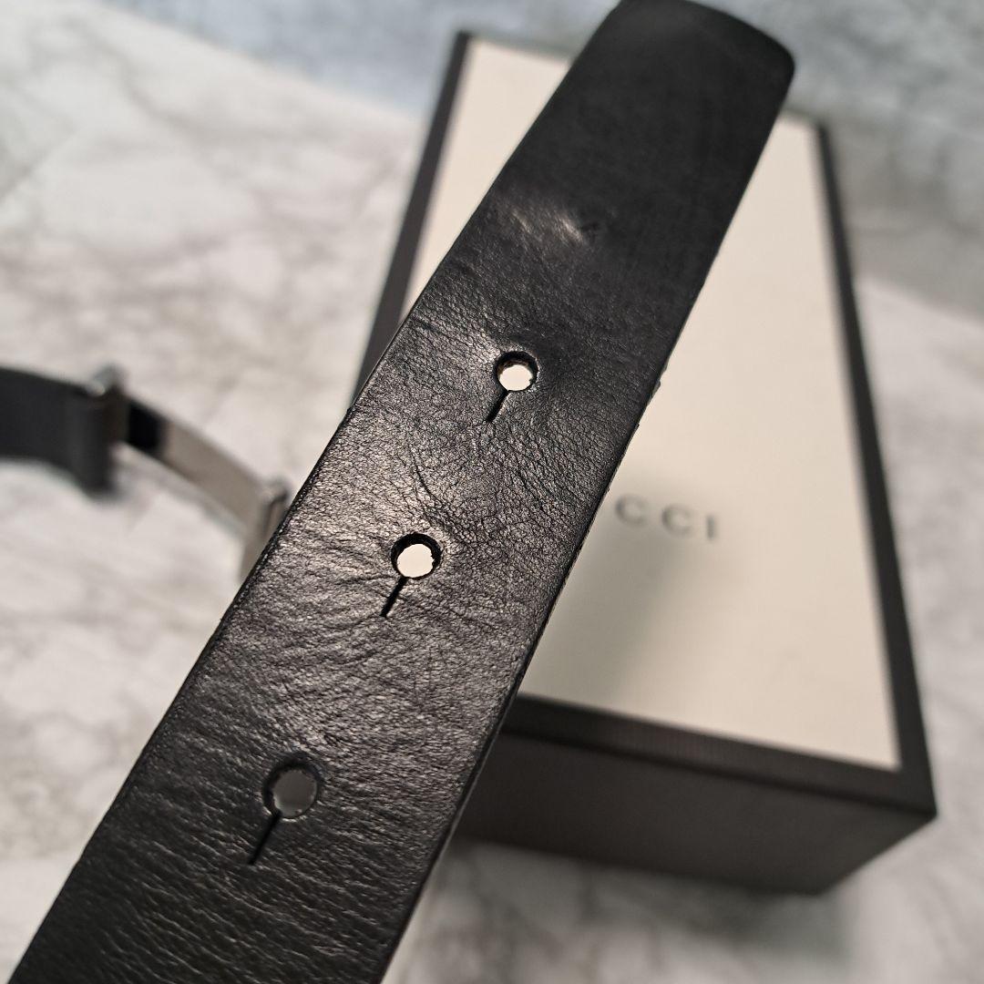 ✨️美品✨️GUCCI グッチ ベルト ブラックレザー シルバー金具　ロゴ