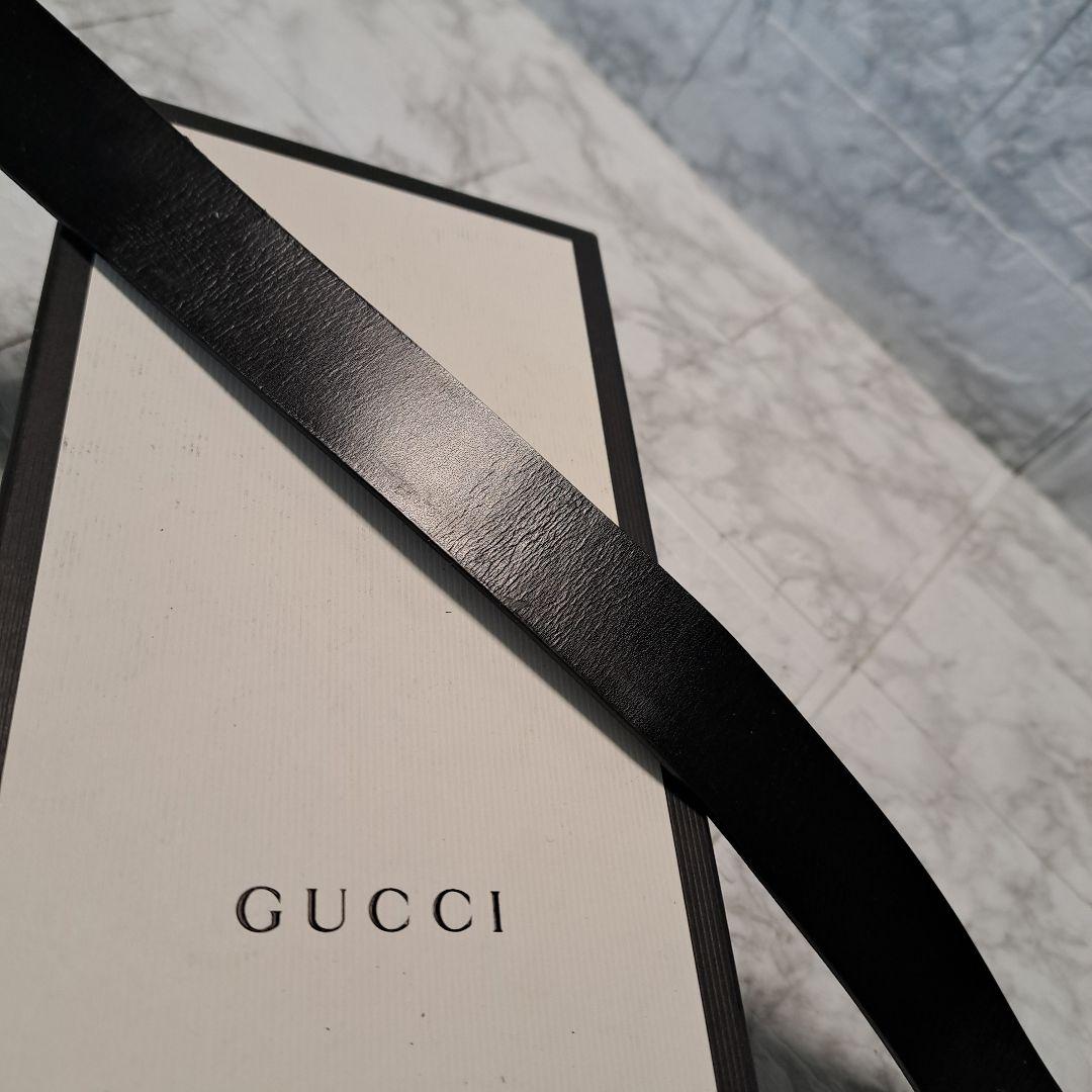 ✨️美品✨️GUCCI グッチ ベルト ブラックレザー シルバー金具　ロゴ