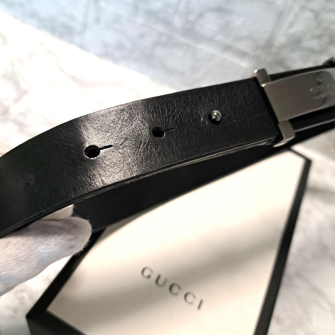 ✨️美品✨️GUCCI グッチ ベルト ブラックレザー シルバー金具　ロゴ