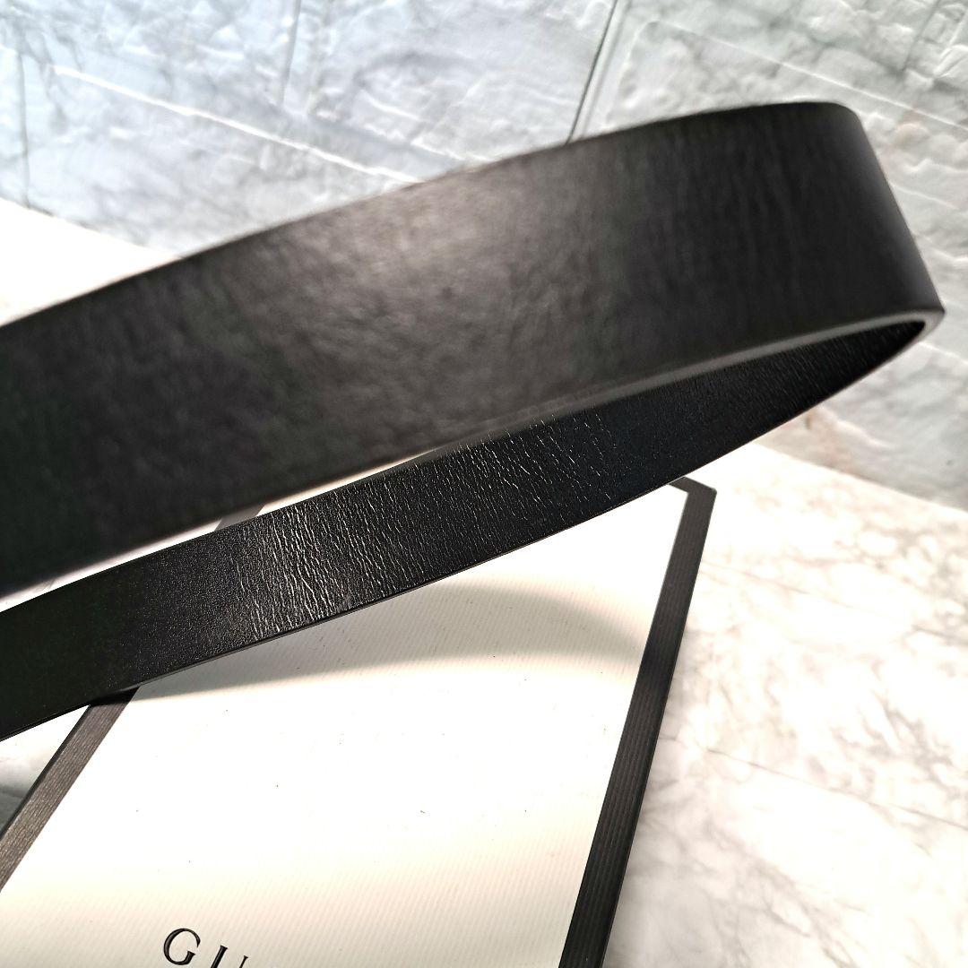 ✨️美品✨️GUCCI グッチ ベルト ブラックレザー シルバー金具　ロゴ