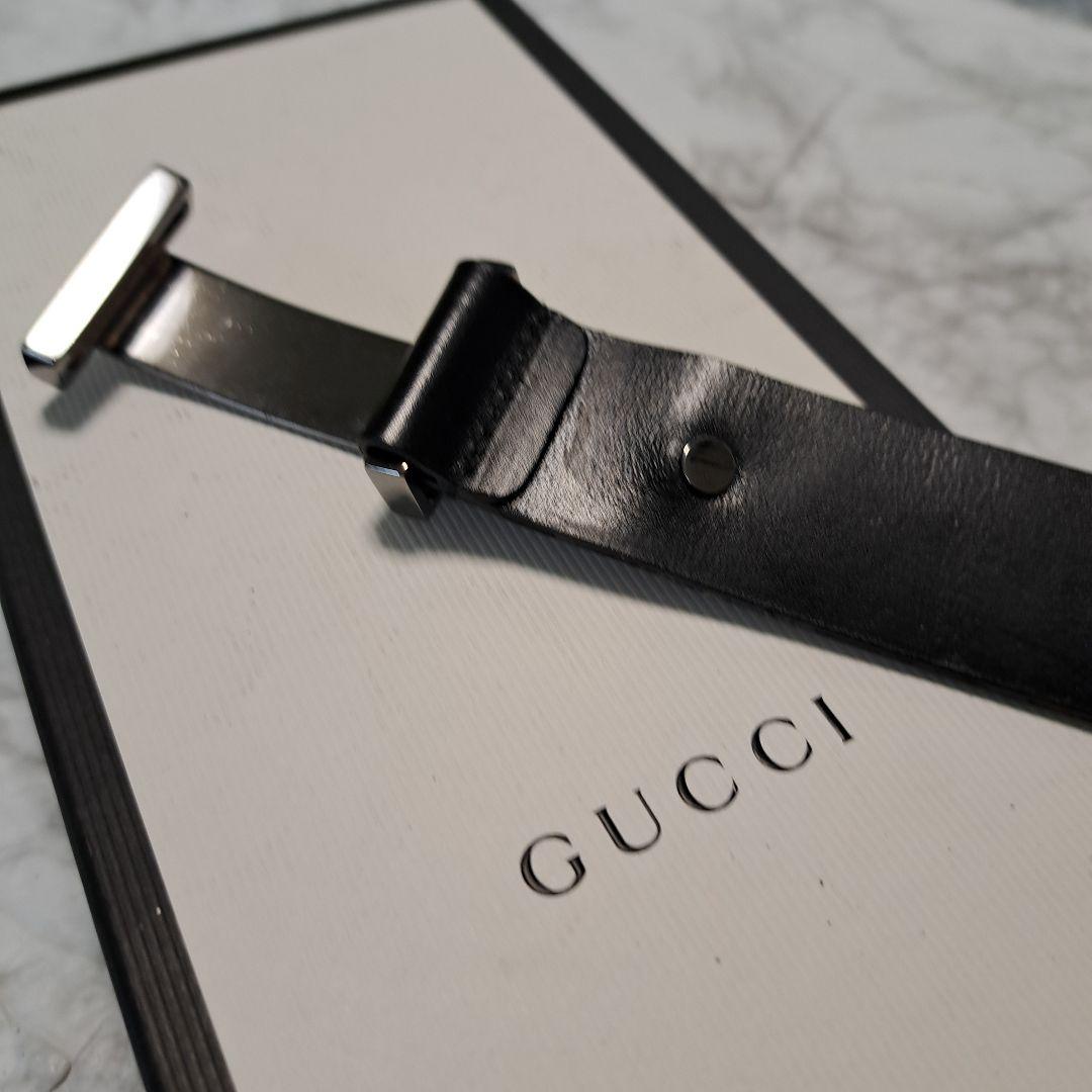 ✨️美品✨️GUCCI グッチ ベルト ブラックレザー シルバー金具　ロゴ