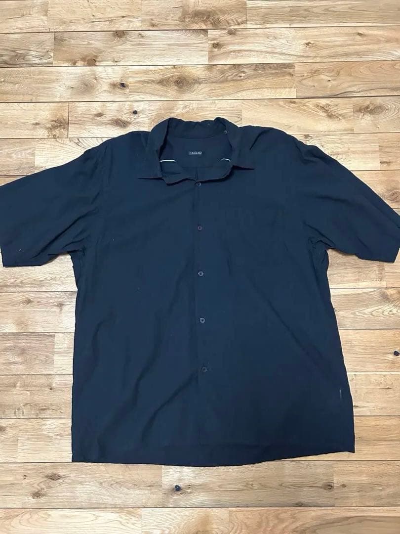 COMOLI ブラックシャツ 100%コットン　コモリ　オープンカラーシャツ