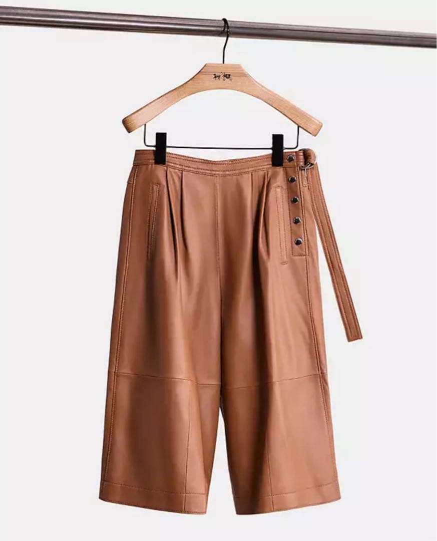 美品✨ COACH コーチ ラムレザー ガウチョパンツ ワイドパンツ