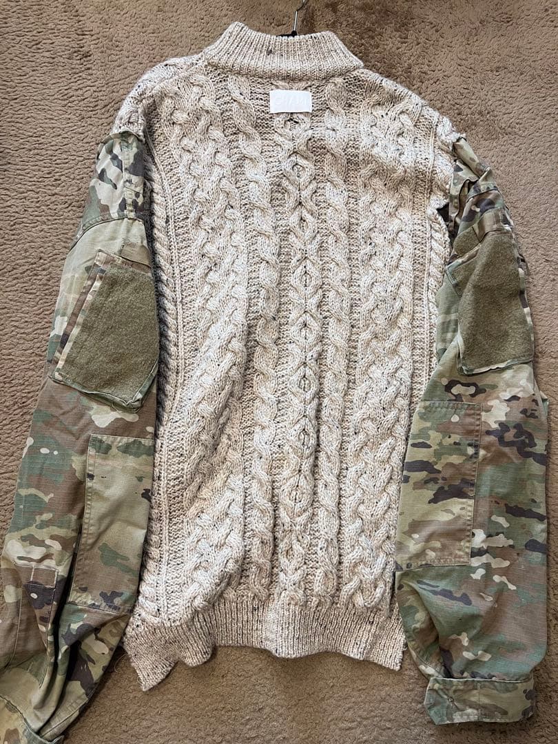 【新品未使用】chamiリメイクU.S. ARMY ケーブルニット ハーフジップ