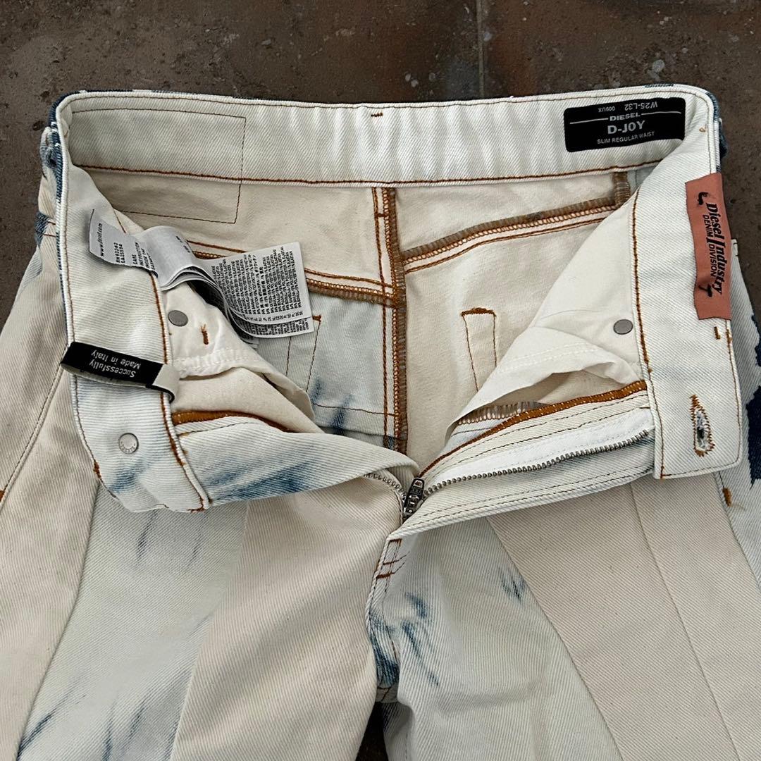 新品 DIESEL 生成り 切替 タイダイ加工 スリム ジーンズ 再構築