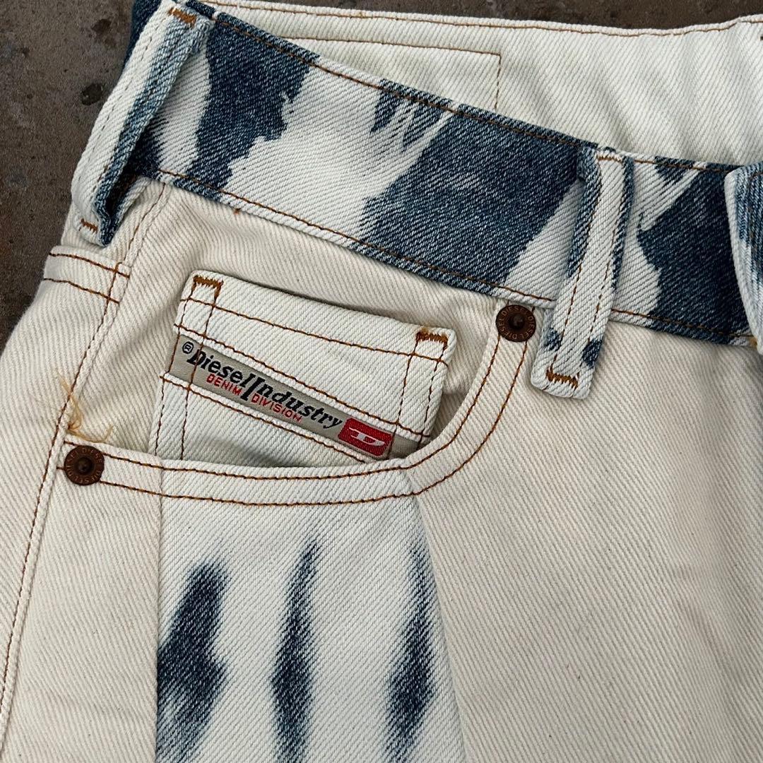 新品 DIESEL 生成り 切替 タイダイ加工 スリム ジーンズ 再構築