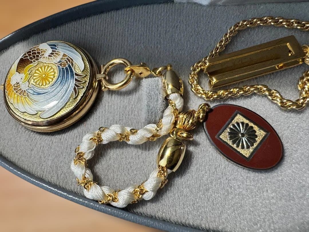 天皇陛下御在位60周年記念 懐中時計　和装七宝　松本徽章製