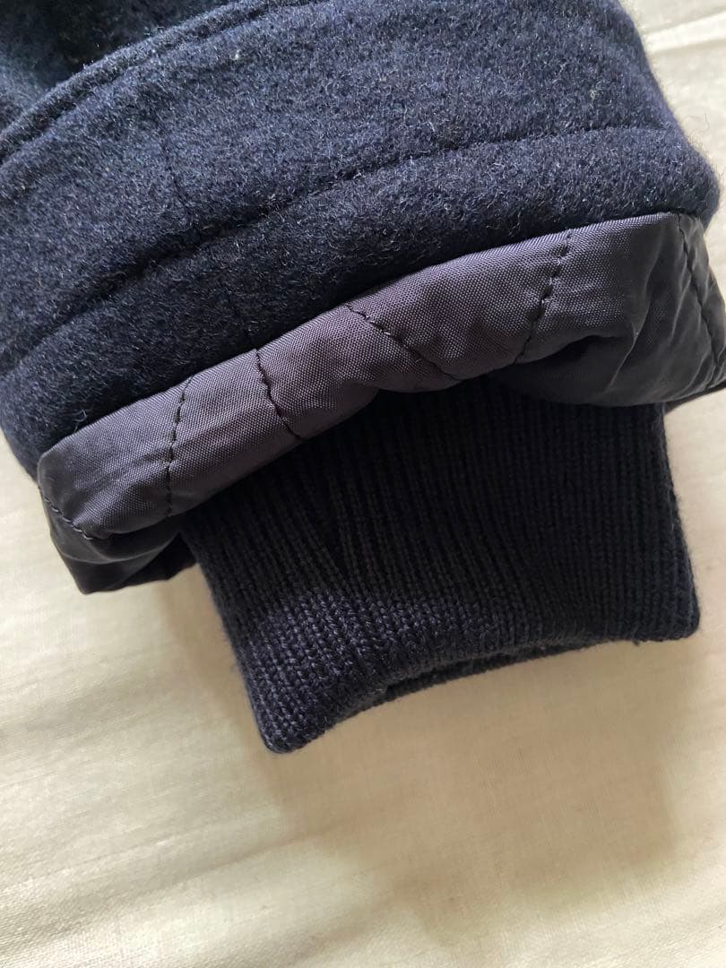 A.P.C. ネイビー ウールボア襟ジャケット