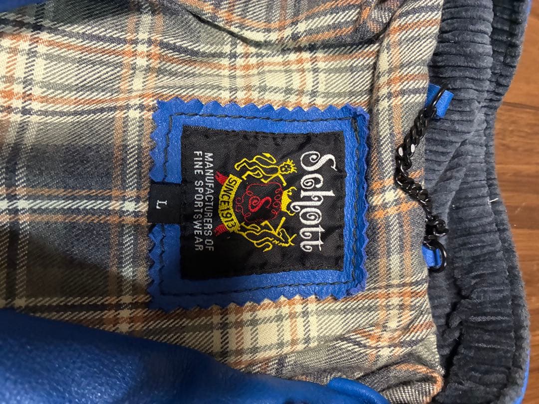 Schott ダブルライダースジャケット L 青