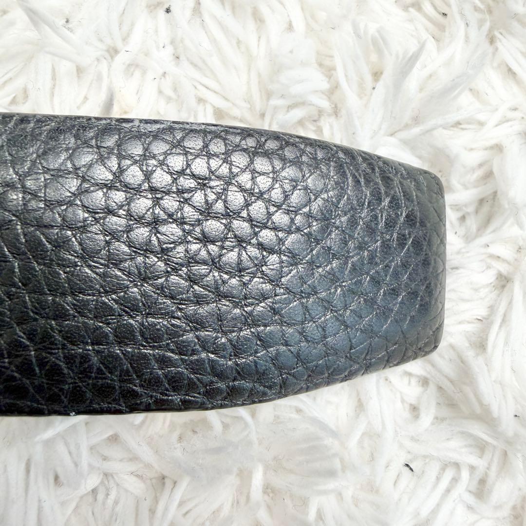 【美品】フェラガモ ベルト ダブルガンチーニ シボ革 ブラック