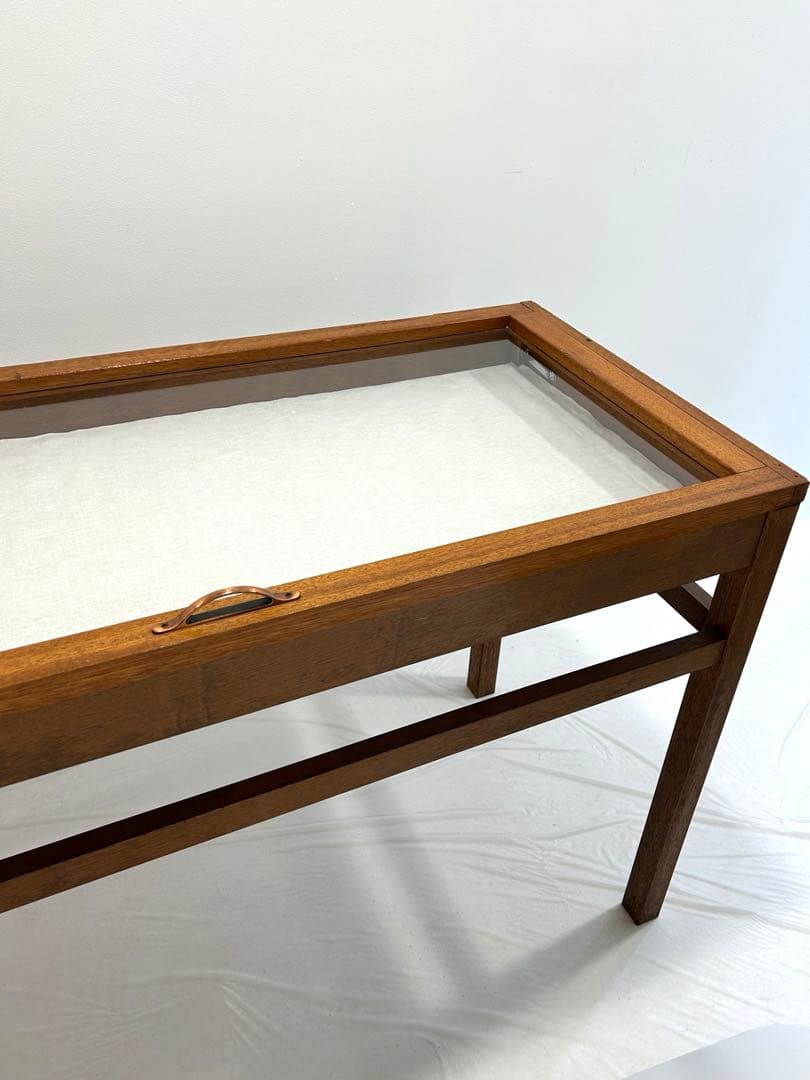 【ちょこ】大正ガラス 木製アンティークショーケース 中型