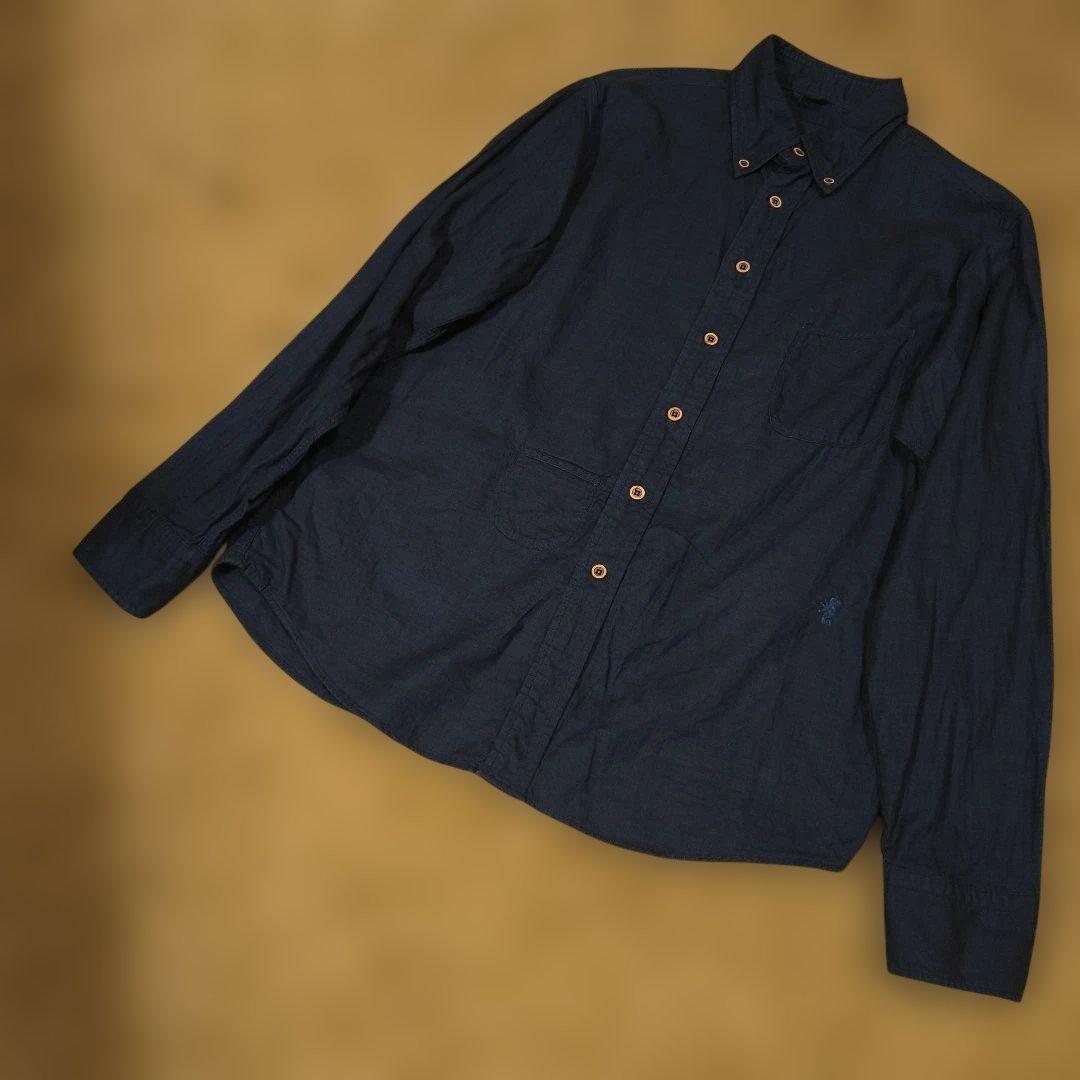 美品　４５R　45rpm　インディゴシャツ　タツノオトシゴ刺繍